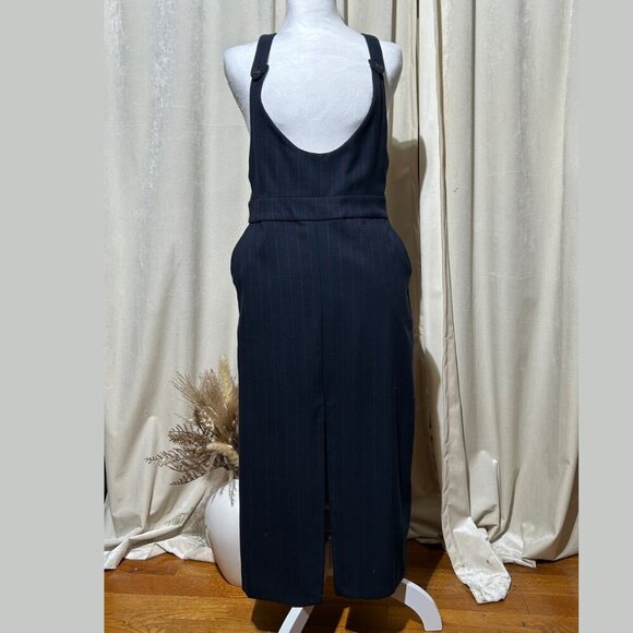 2/30 Zara Navy & Red Pinstripe Pinafore Dress – , Workwear Chic S -‎ 6 - Picture 5 of 9
